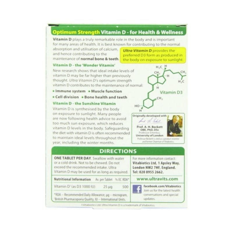 Vitabiotics Ultra Vitamin D 1000IU, 96 Tablets - Image 2