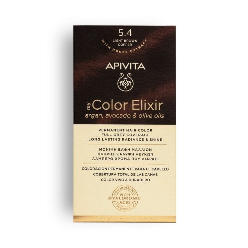 La vita pharmacy georgia constantinou limassol Cyprus product Apivita My Color Elixir 5.4 Light Brown Copper Permanent Hair Color 50ml
