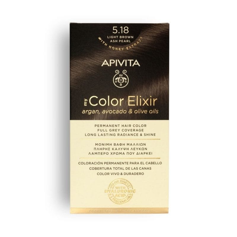 La vita pharmacy georgia constantinou limassol Cyprus product Apivita My Color Elixir 5.18 Light Brown Ash Pearl Permanent Hair Color 50ml