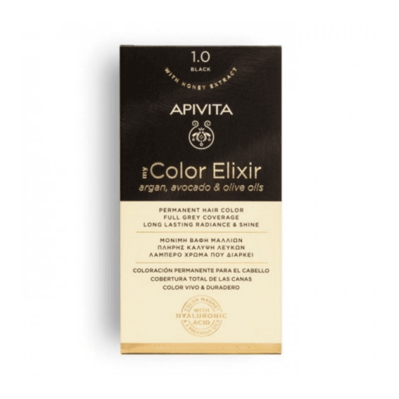La vita pharmacy georgia constantinou limassol Cyprus product Apivita My Color Elixir 1.0 Black Permanent Hair Color 50ml