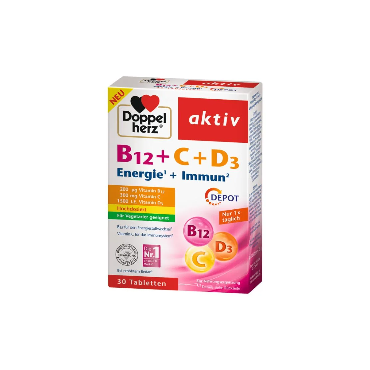 La vita pharmacy georgia constantinou limassol Cyprus product Doppel Herz Aktiv B12 + C + D3 30 Tablets