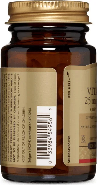 Solgar Vitamin D3 1000IU, 100 Chewable Tablets - Image 2