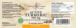 Botanical Harmony Active Turmeric 600mg with Black Pepper, 60 Vegetable Capsules - Image 2