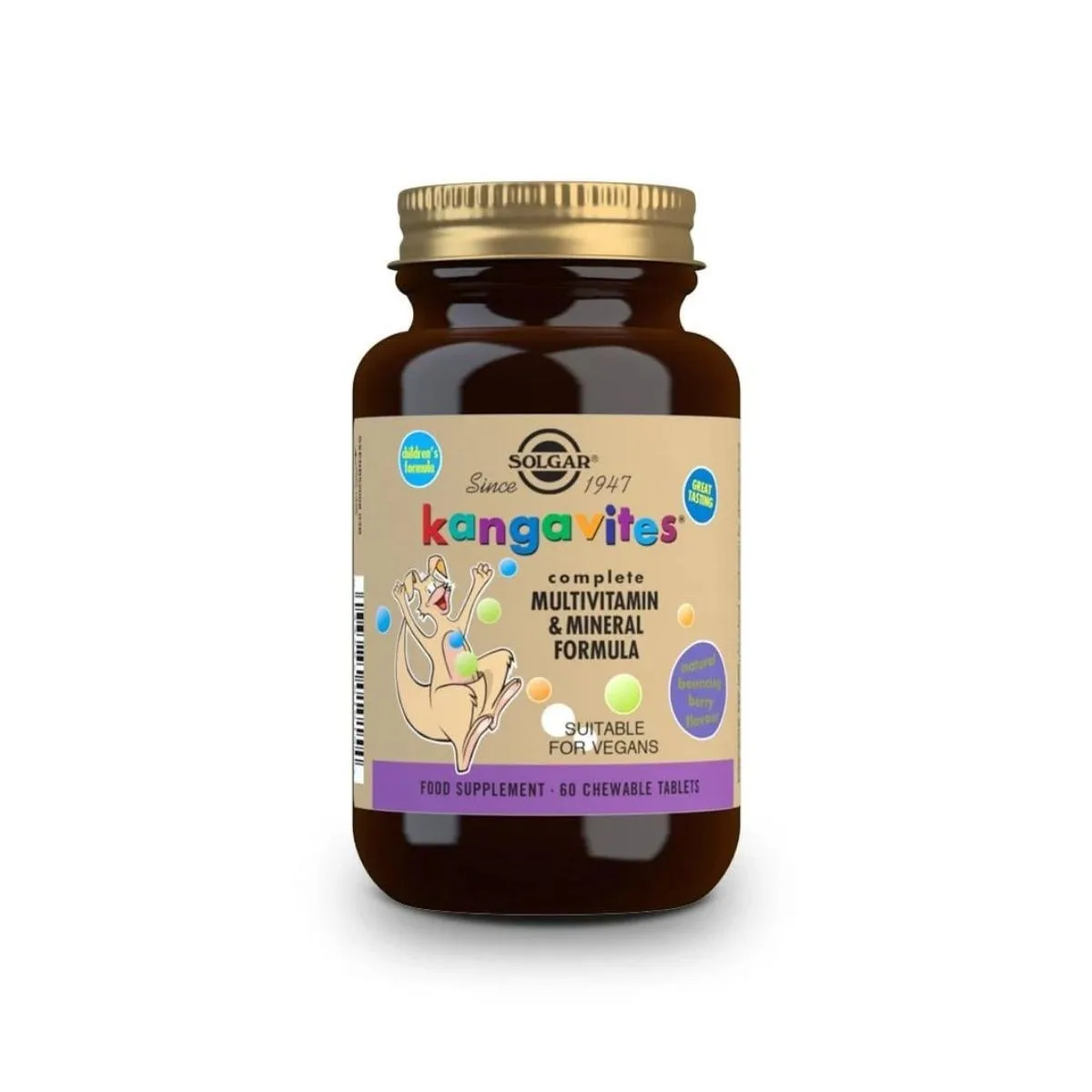 Solgar Kangavites Complete Multivitamin & Mineral Formula, 60 Chewable Tablets