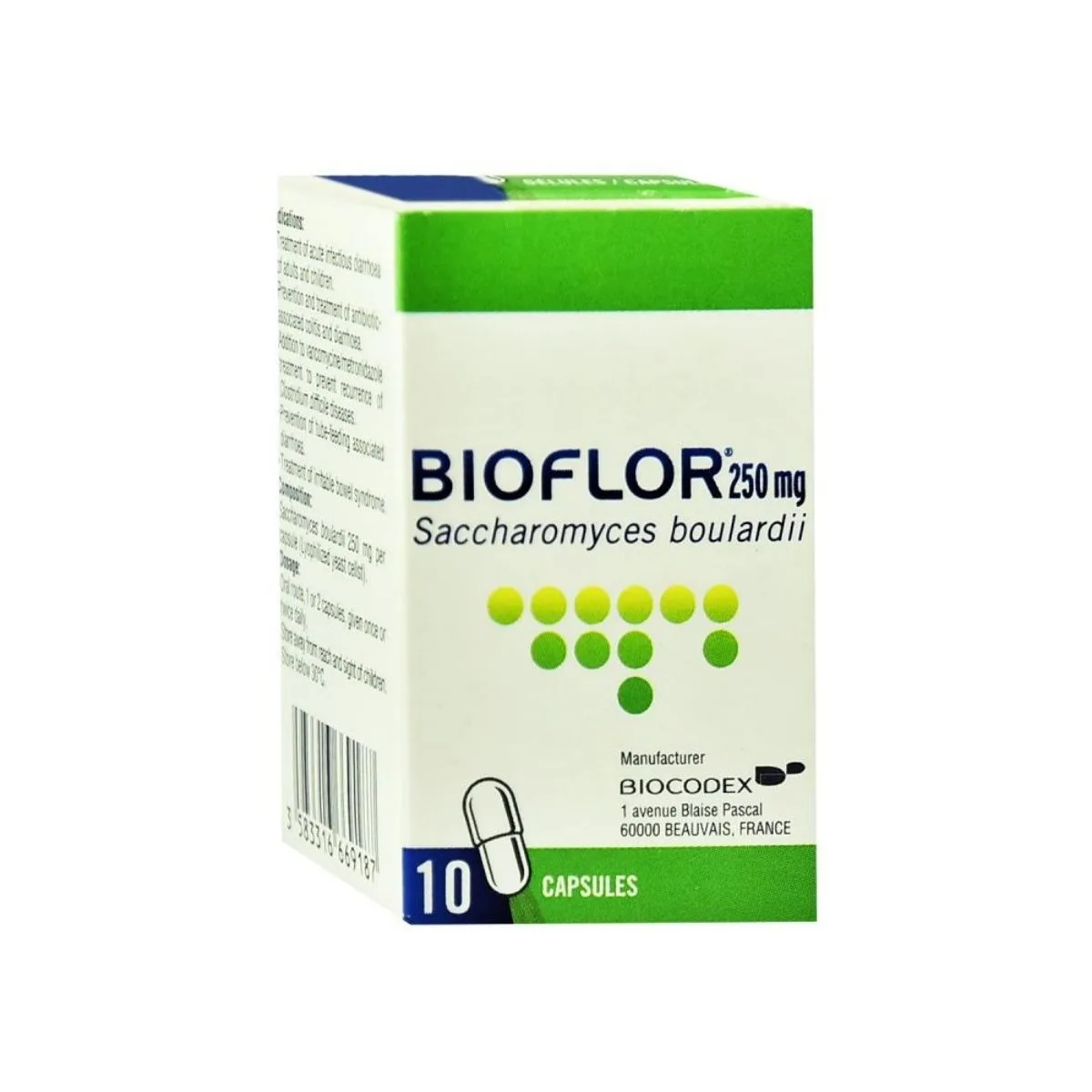 Biocodex Bioflor 200mg, 10 Capsules