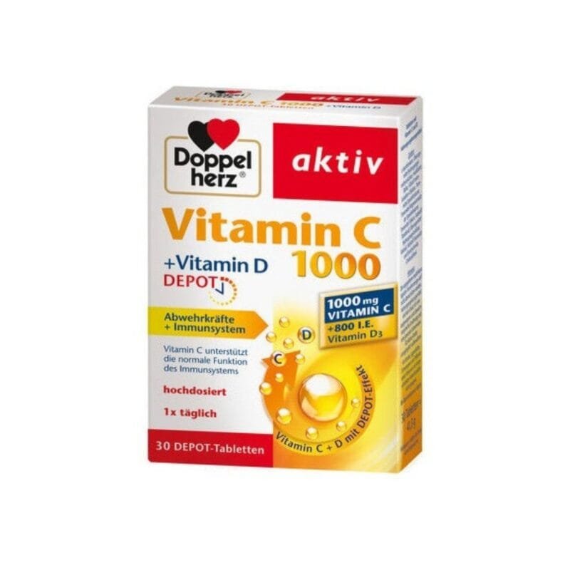 Doppelherz Aktiv Vitamin C 1000 + Vitamin D Depot, 30 Tablets