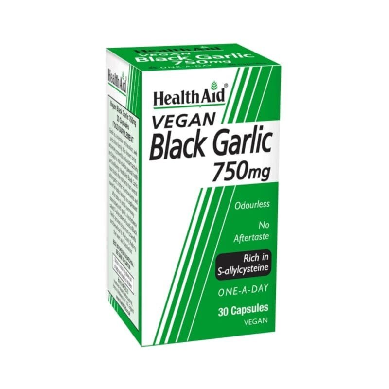 Health Aid Black Garlic 750mg, 30 Vegetable Capsules