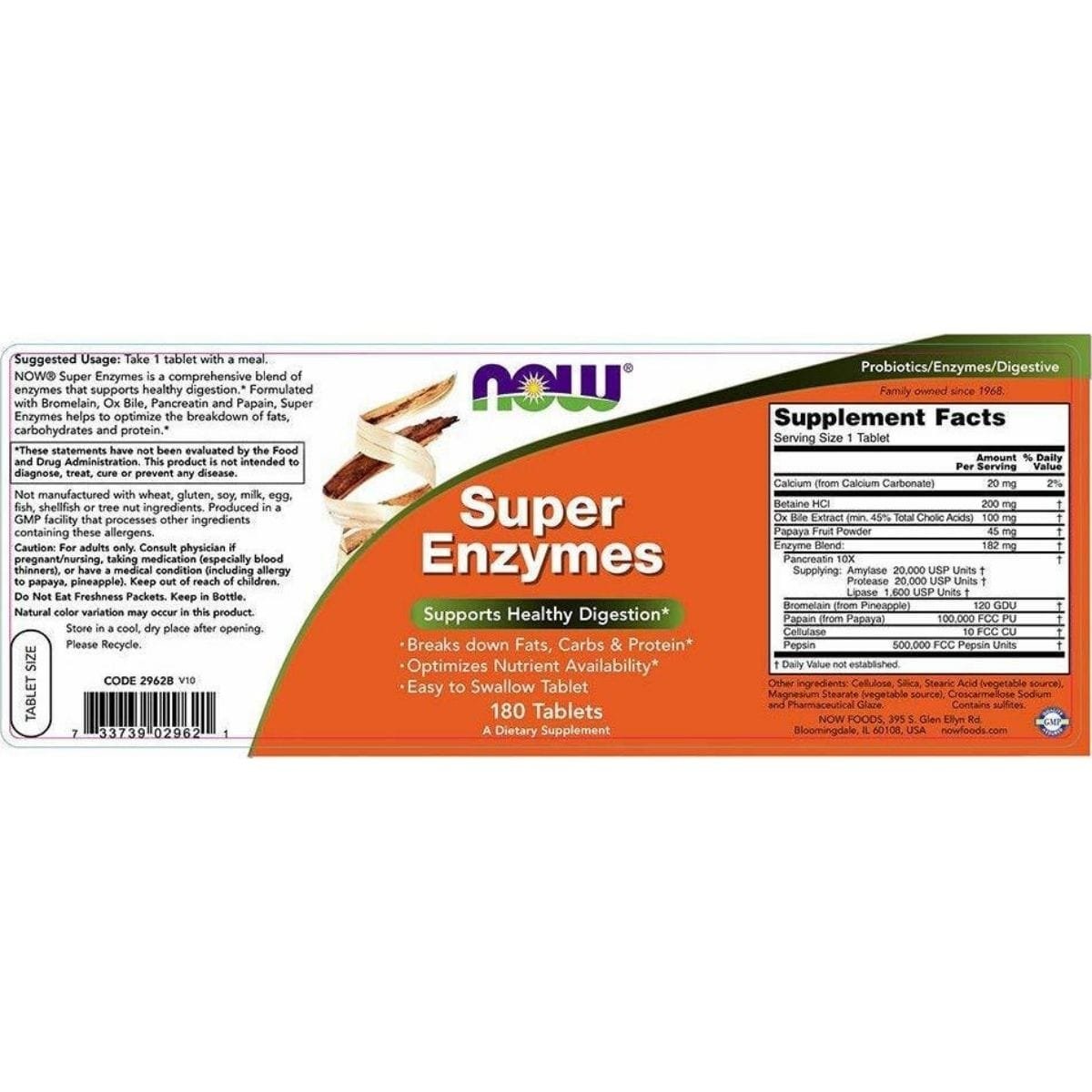 Now Foods Super Enzymes, 90 Capsules - Image 2