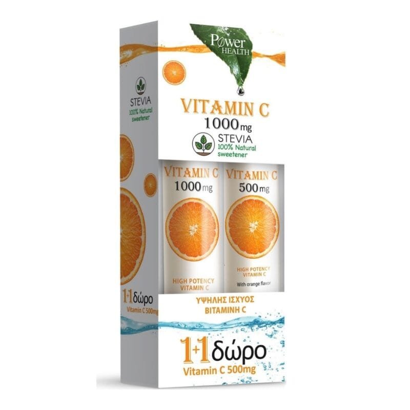 Power Health Vitamin C 1000mg with Stevia + Vitamin C 500mg, 24+20 Effervescent Tablets