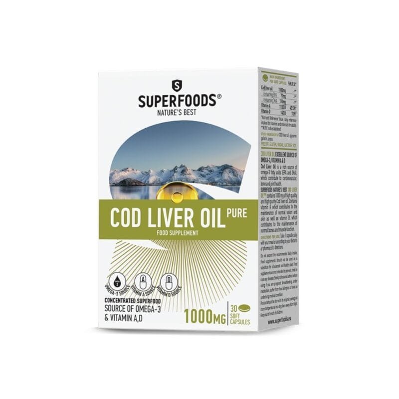 Superfoods Cod Liver Oil Pure 1000 mg, 30 Softgels